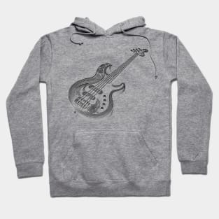 Bass guitar made of lines - dark lines Hoodie